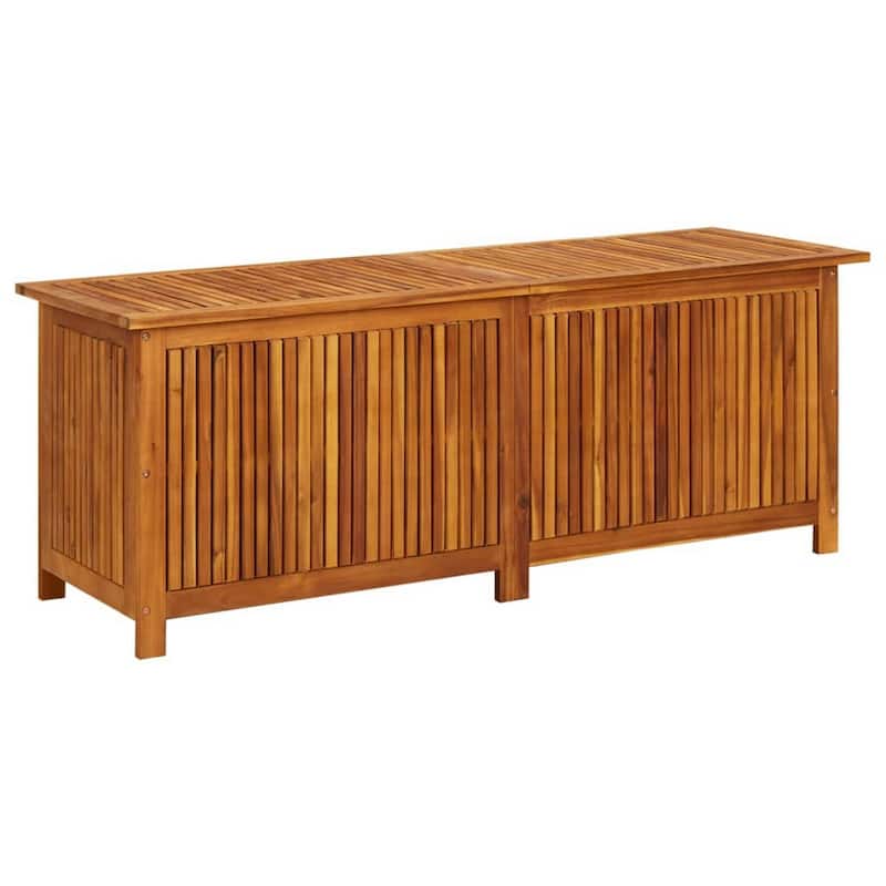 Outdoor Storage Chest with Inner Bag, Brown Solid Acacia Wood, 59 Inch
