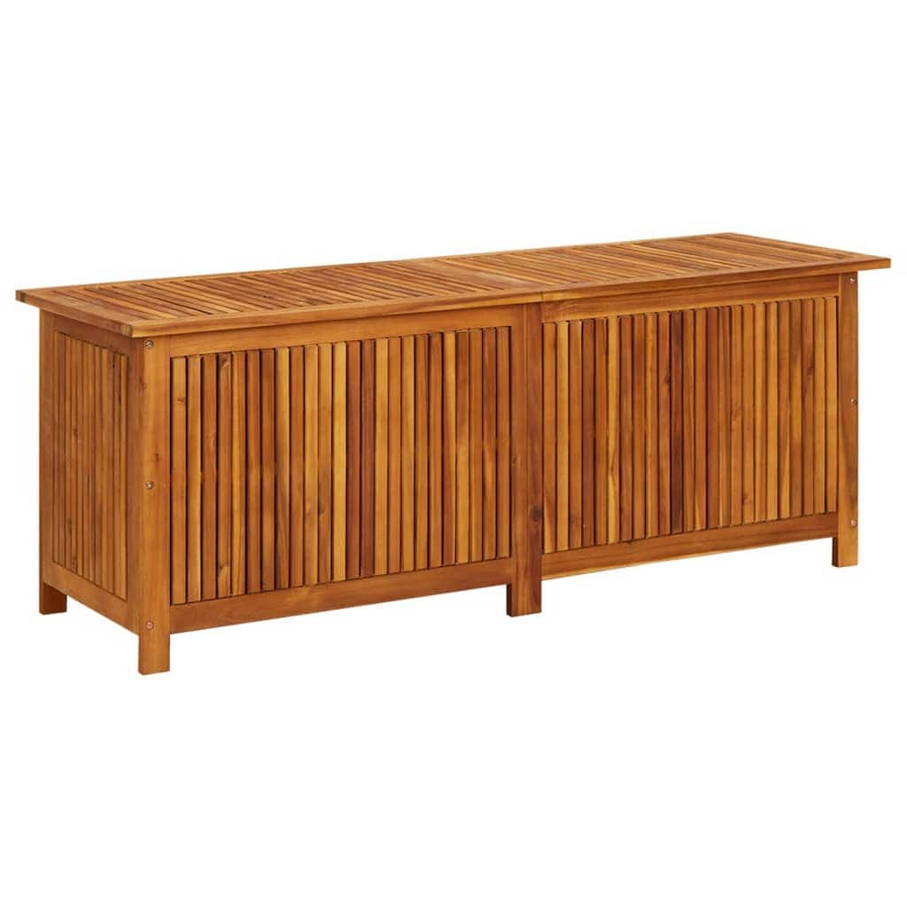 Outdoor Storage Chest with Inner Bag, Brown Solid Acacia Wood, 59 Inch