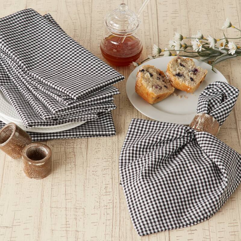 DII Black/Semi Bleach Gingham Napkin (Set of 6) - Napkin Set