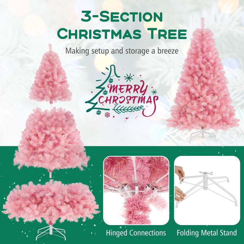 Costway 6.5 FT/7.5 FT Artificial Xmas Tree with 250/550 White LED - See Details