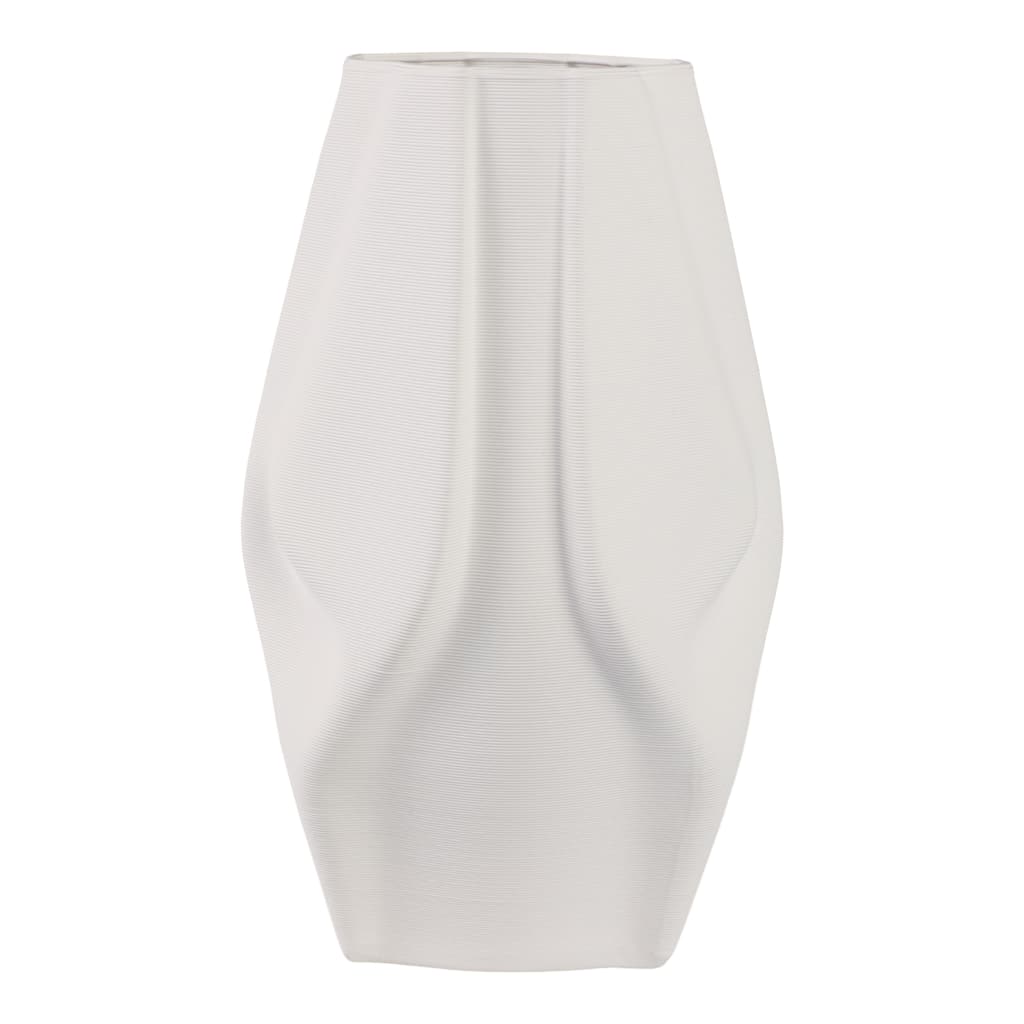 Modern Porcelain Vase with Sculpted Geometric Design Decorative Accent