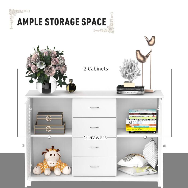 47" Sideboard Buffet Cabinet with Storage Drawers and Elevated Base for Kitchen & Dining