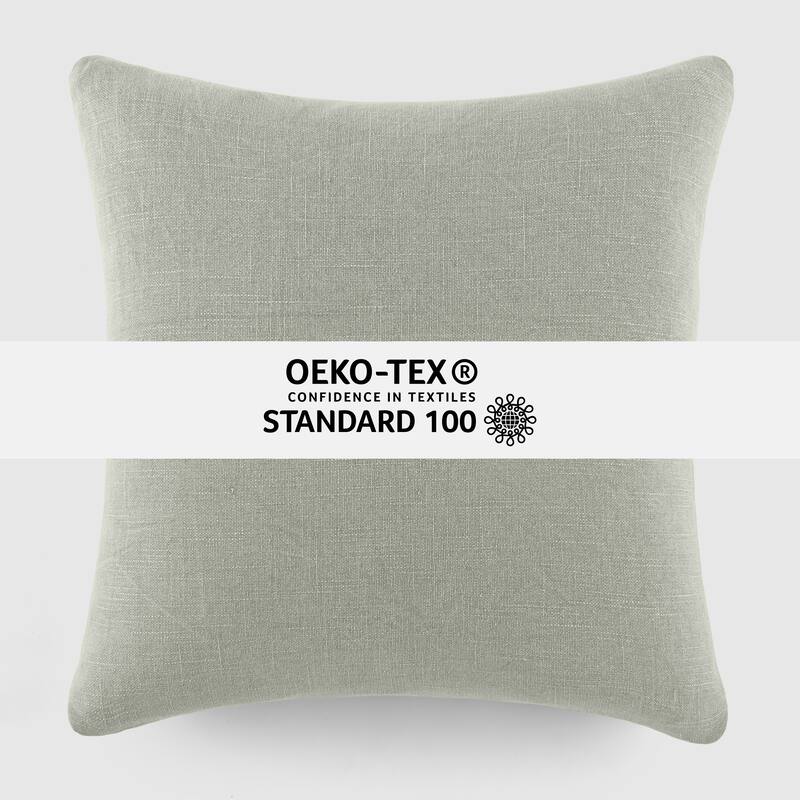 Washed and Distressed Cotton Decor Throw Pillow in Stone Washed