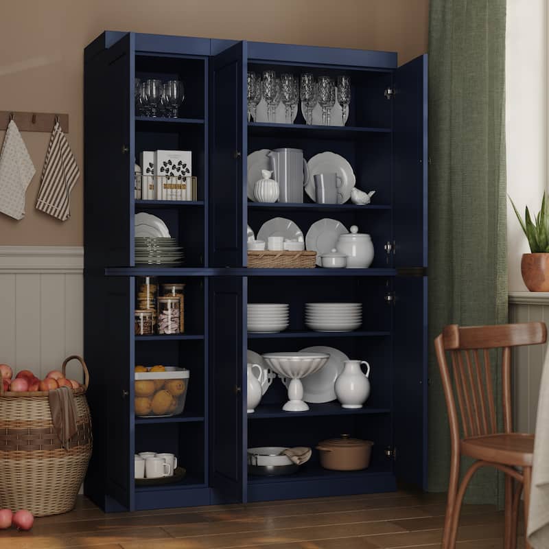 Palace Imports 100% Solid Wood Pantry Cabinet, Raised Panel Doors, Adjustable Shelves, 48.5" Wide, 71.5" Tall - 48.5" x 71.5"