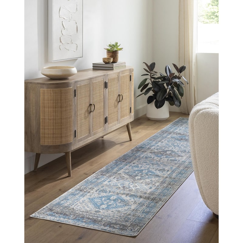 Livabliss Monte Carlo Updated Traditional Medallion Area Rug - Light Grey - 6'7" x 6'7" Square