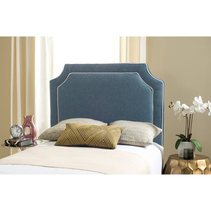 SAFAVIEH Carina Denim Blue/ White Piping Upholstered Headboard (Twin) - White - Twin