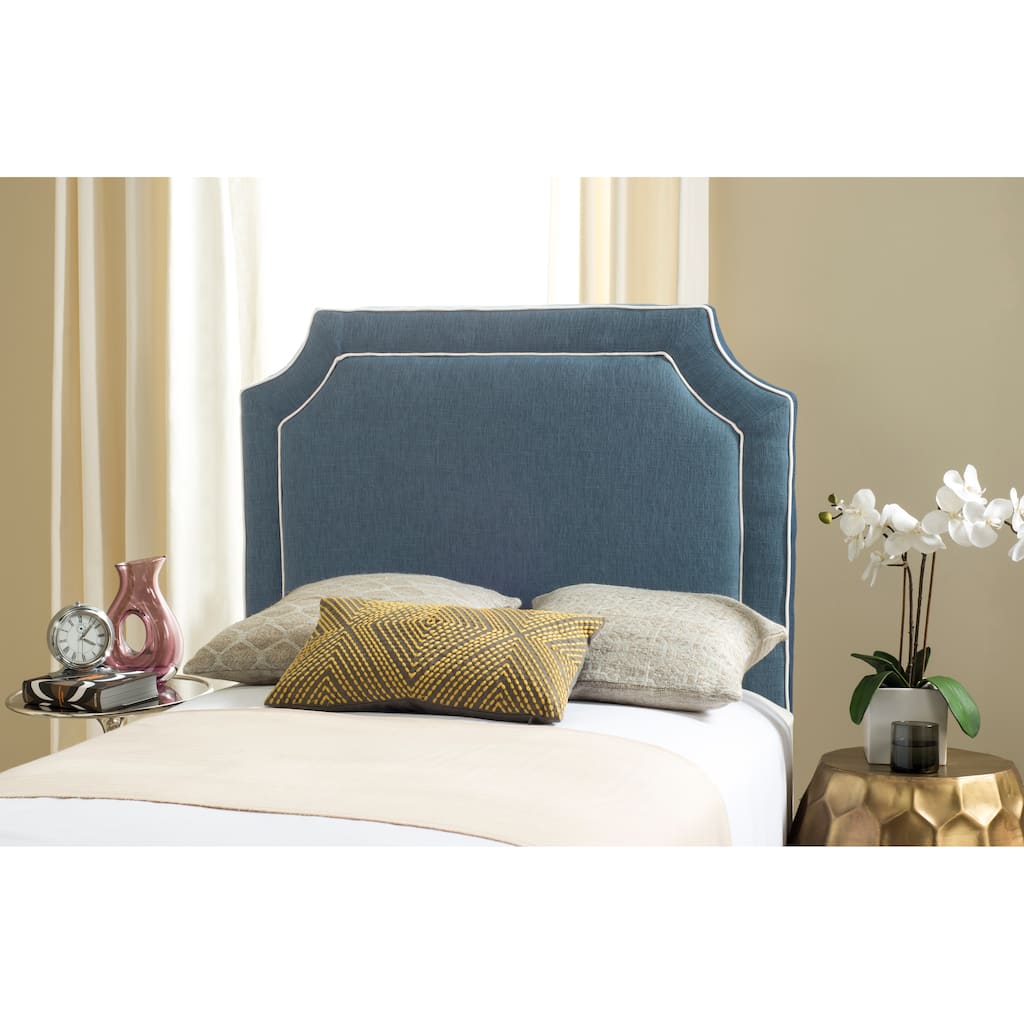 SAFAVIEH Carina Denim Blue/ White Piping Upholstered Headboard (Twin)