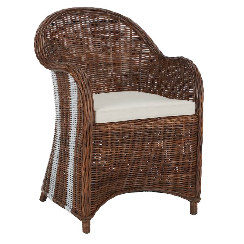 SAFAVIEH Katli Natural/ White Rattan Club Chair - 25.5" x 26.5" x 35.5" - 26Wx27Dx36H