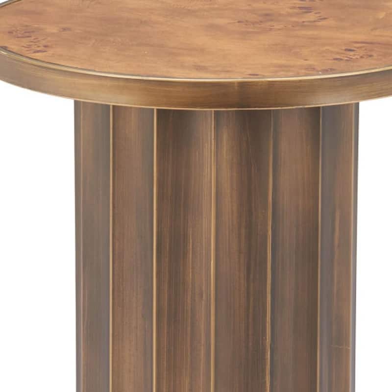 HomeRoots 22" Brown Steel Round Pedestal End Table - 18.00 in. x 22.00 in. x 18.00 in.