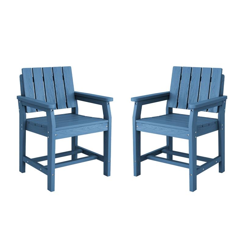 2-Piece Plastic HDPE Patio Dining Chair with 19.69 in Wide Seat - N/A - Navy