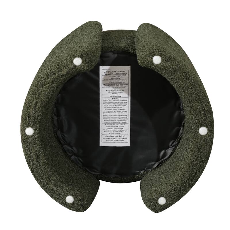 Adeco Round Ottoman Teddy Foot Stool for Living Room Bedroom