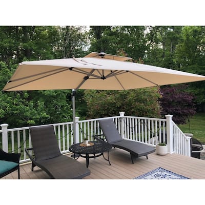 PURPLE LEAF 9 x 12ft Outdoor Rectangle Large Cantilever Umbrella with Base