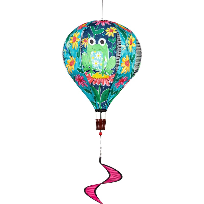 Welcome Friends Frog Burlap Balloon Spinner