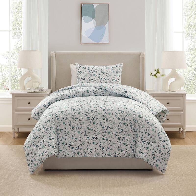 Empyrean Modern Comforter - 3 Piece Floral - Twin - Green Floral