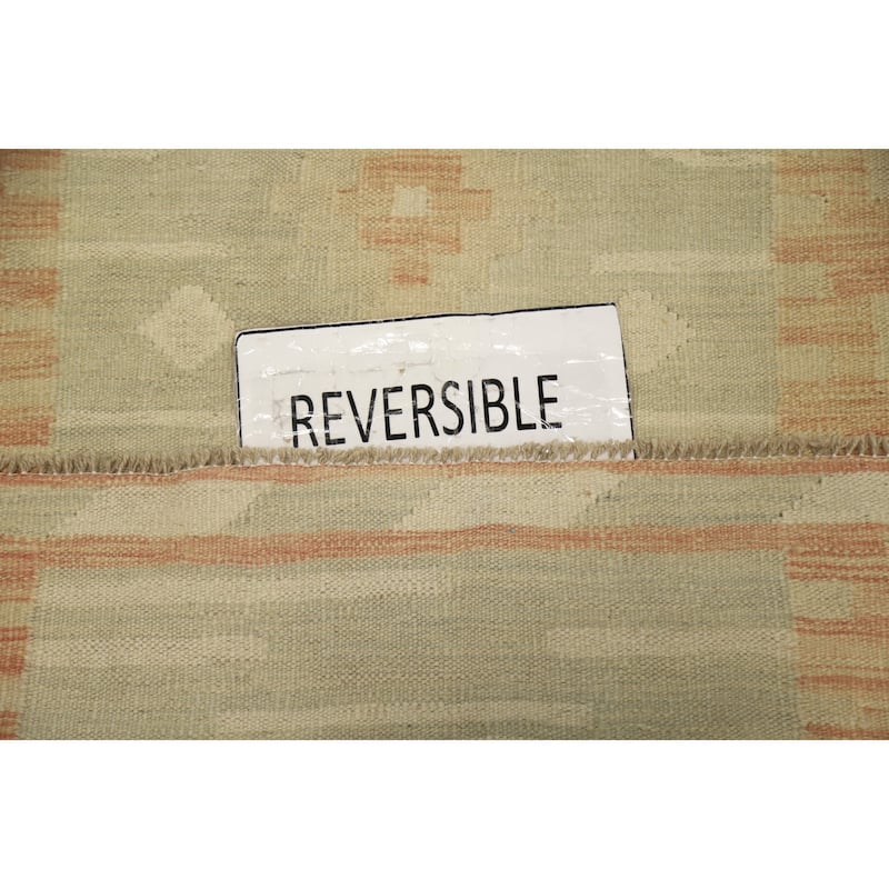 Hand Woven Oriental 100% Wool Carpet Southwestern Tribal Green Kilim Area Rug - 4' 10'' X 2' 10''