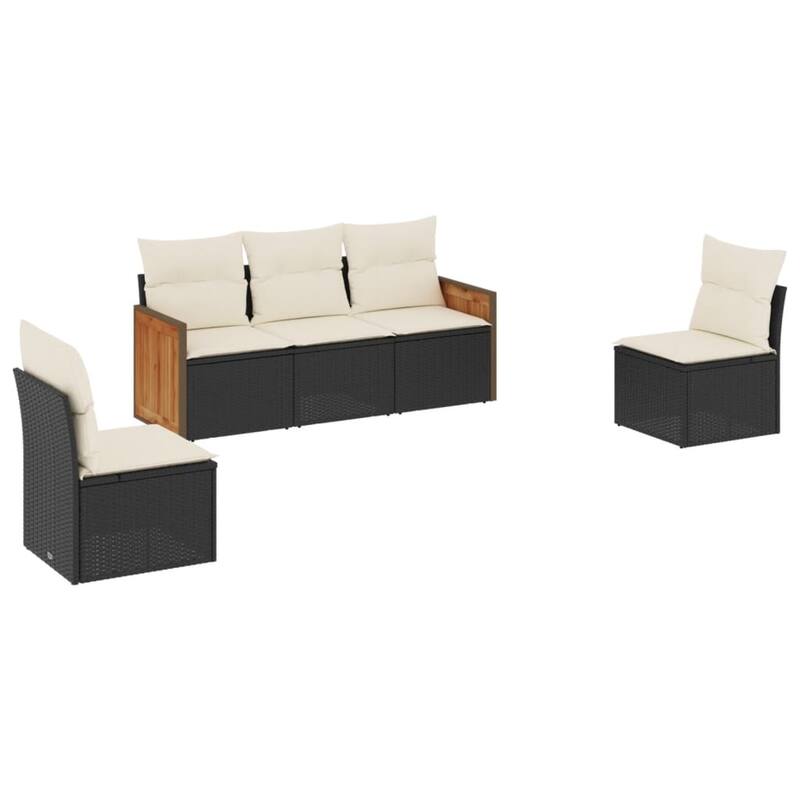 vidaXL Patio Sofa Set with Cushions Outdoor Conversation Furniture Poly Rattan
