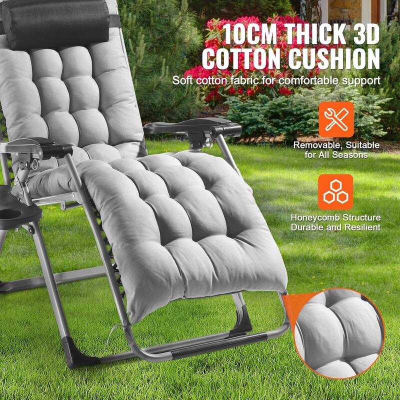 26 Inch Zero Gravity Recliner Lounge Chair with Triangle Frame and Removable Cushion Seat - 34.05 x 25.39 x 43.7 in