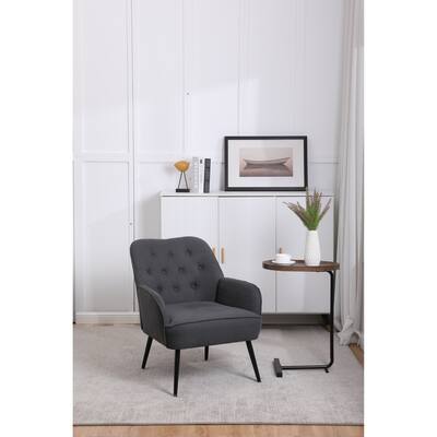 Easy Assemble Modern Mid Century Linen Sherpa Armchair