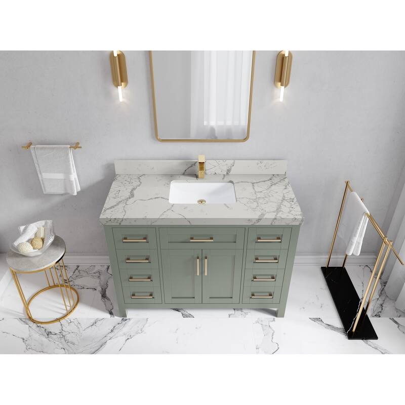 Willow Collections 48 in. W x 22 in. D Cambridge Single Sink Bathroom Vanity with Countertop - 2”Venatino - Evergreen