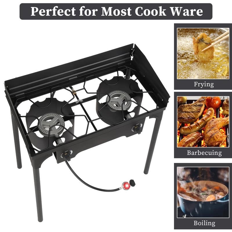 Outdoor 2 Burner Stove with Windscreen