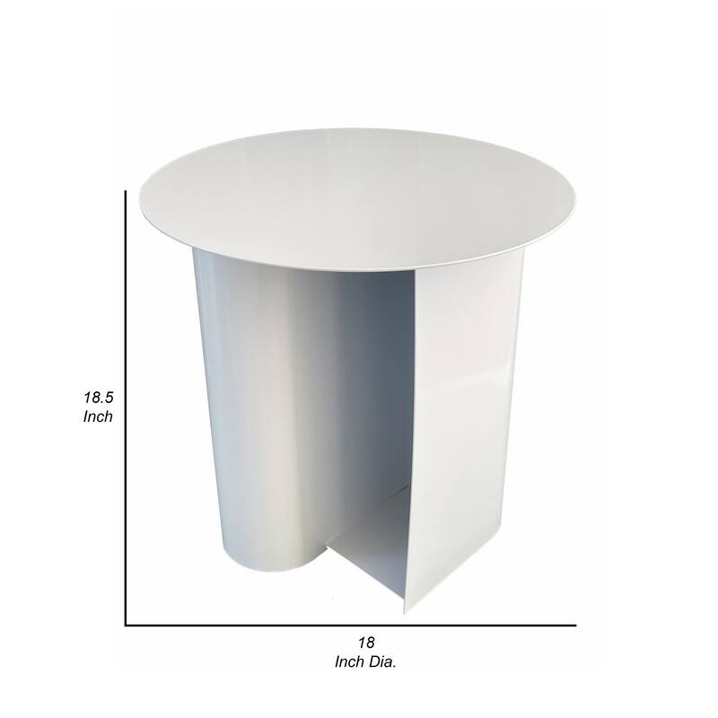 Rati 19 Inch Side End Table with Magazine Rack, Round Top, White Finish