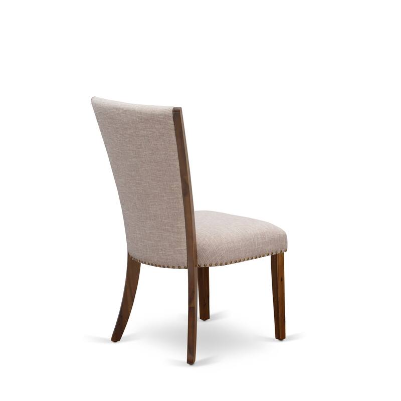 East West Furniture Verona Parson Dining Chairs - Nail head Trim Linen Fabric Chairs, Set of 2(Finish Options)