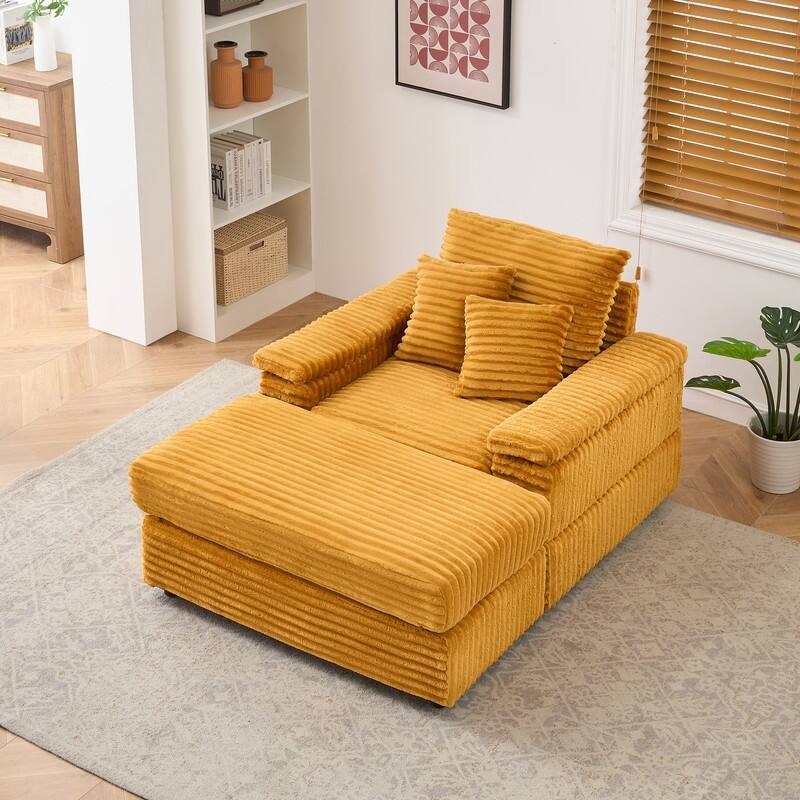 Corduroy Single Sofa+Ottoman, Cup Seats and No Cup Seats