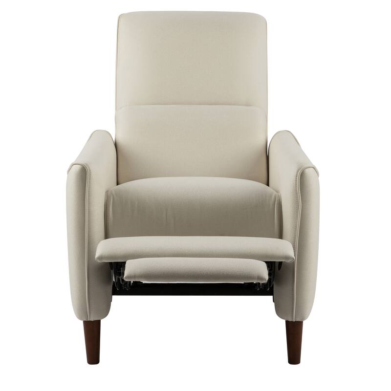 Roomfitters Push Back Recliner Chair, Modern Upholstered Accent Lounge Seating, Beige