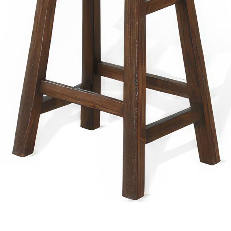 Odel Barstool Set of 2, Saddle Seat, Dark Brown Mahogany Wood, 30 Inch