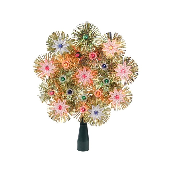 8" Lighted Gold Retro Tinsel Snowflake Christmas Tree Topper - Multi Lights. Opens flyout.