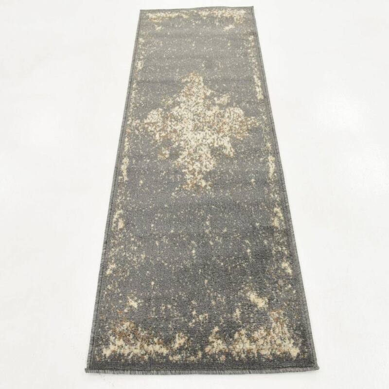 Contemporary Daisy Collection Area Rug - Gray - 2'x6'