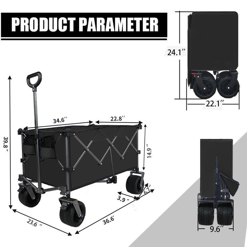 Outdoor Push Pull Folding Wagon Cart