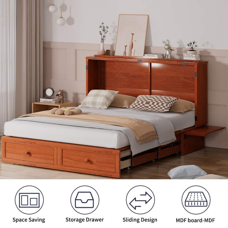 Mixoy Murphy Bed Chest with Mattress and Storage