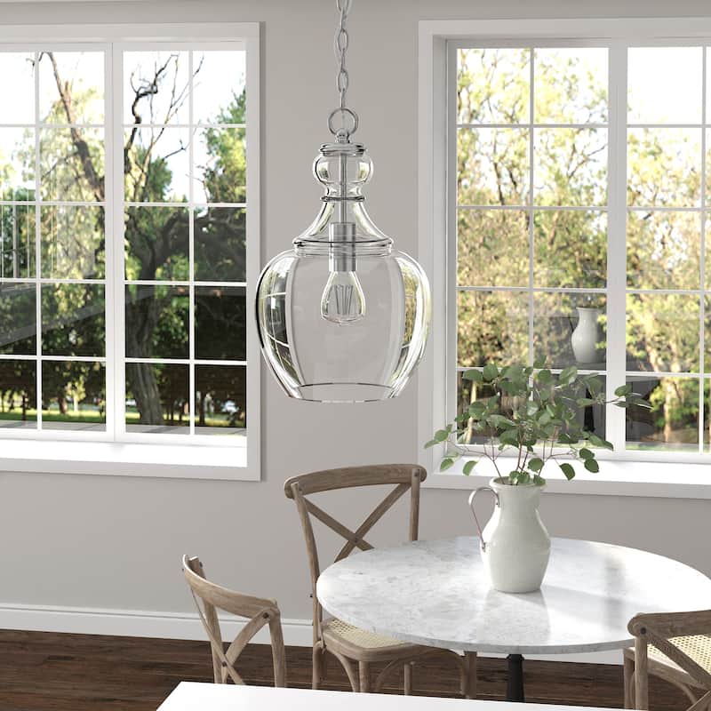Verona Pendant - 11" - 11" Brushed Nickel with Clear Glass Shade
