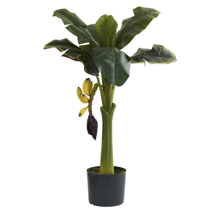 Banana Tree Artificial 3ft - Faux Banana Plant with Lush Leaves - Home Office Decor - 3ft.