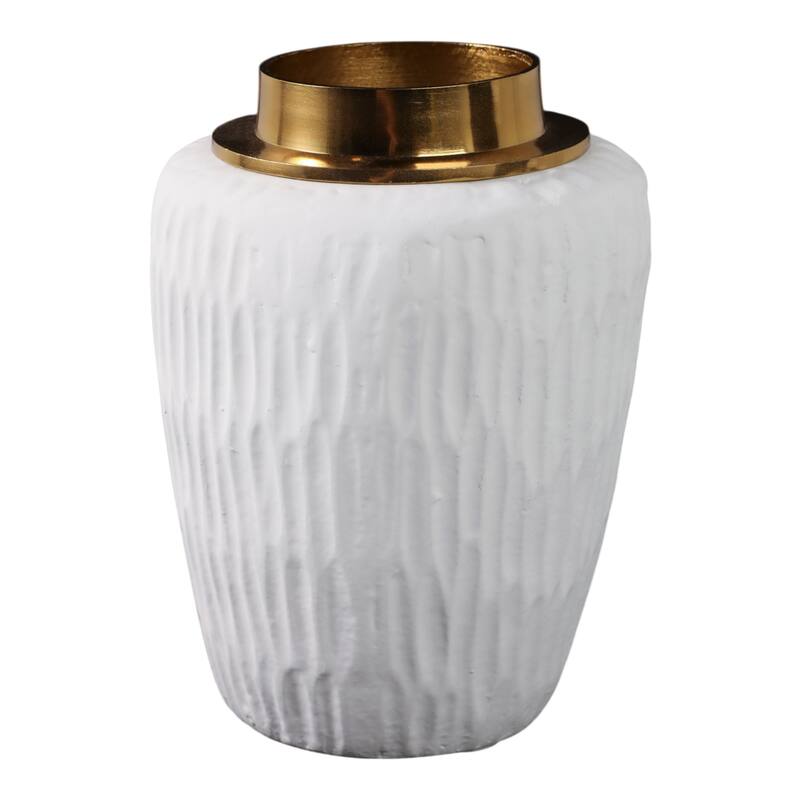 Pottery Metal Vase Earthenware Handcrafted Tapered Textured Surface