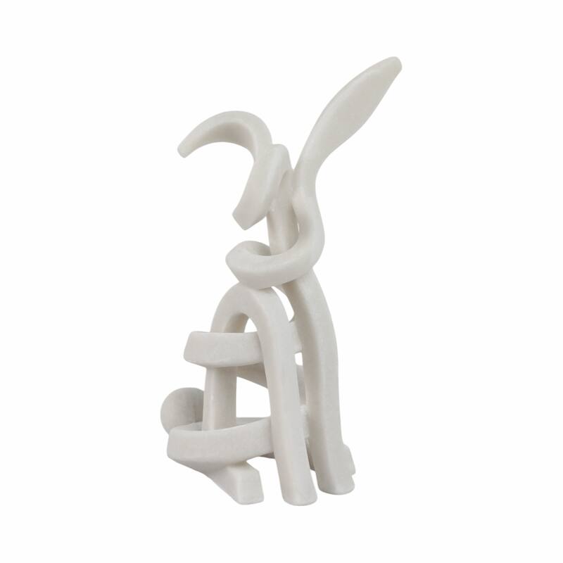 Resin Bunny Sculpture Modern Decorative Figurine Accent - 16" White - 10" x 8" x 16"