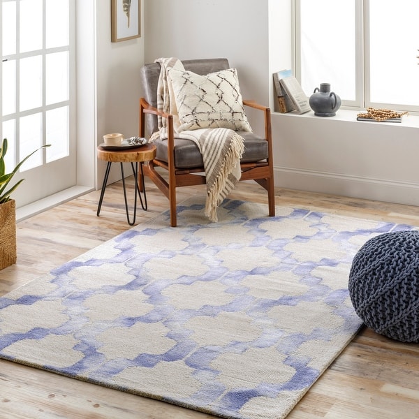slide 2 of 23, Hand-Hooked Rushden Moroccan Trellis Wool Area Rug