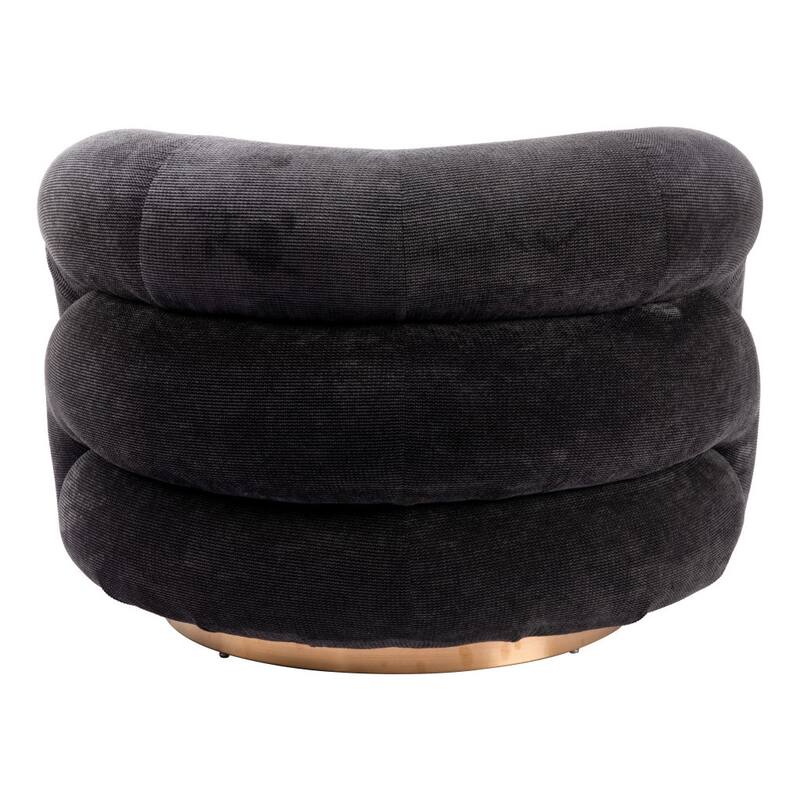 HomeRoots 37" Black And Gold Faux Shearling And Upholstered Arm Chair - 37' X '23.6' X '33