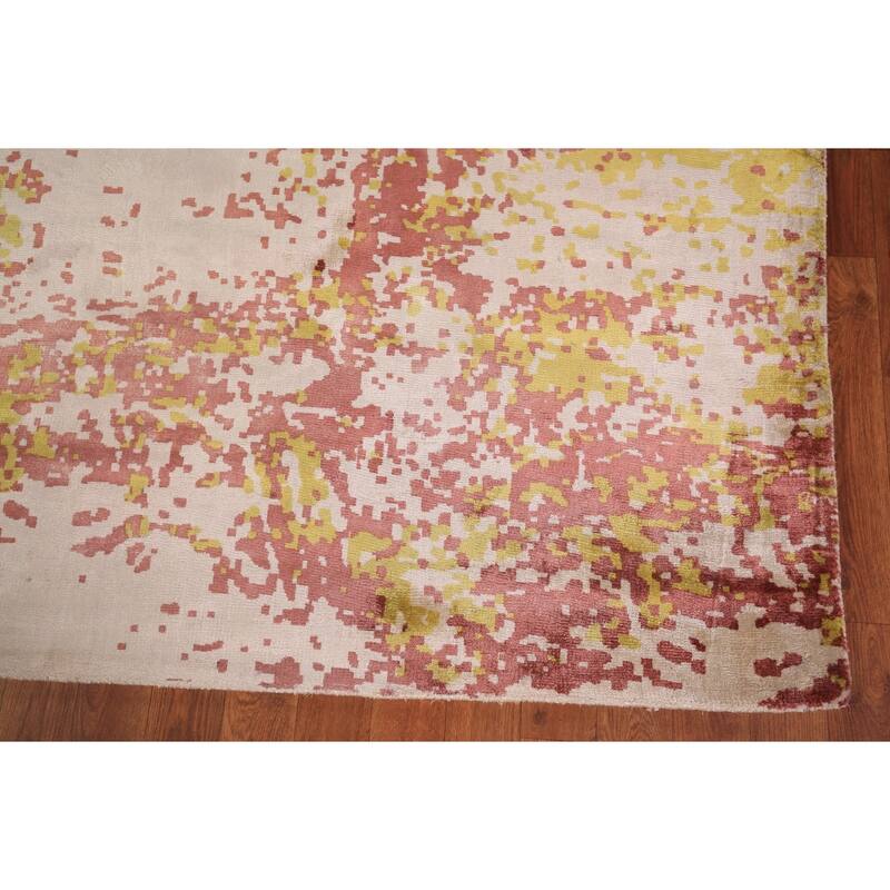 Contemporary Abstract Indian Square Rug Handmade Wool Carpet - 8'0" x 8'1"