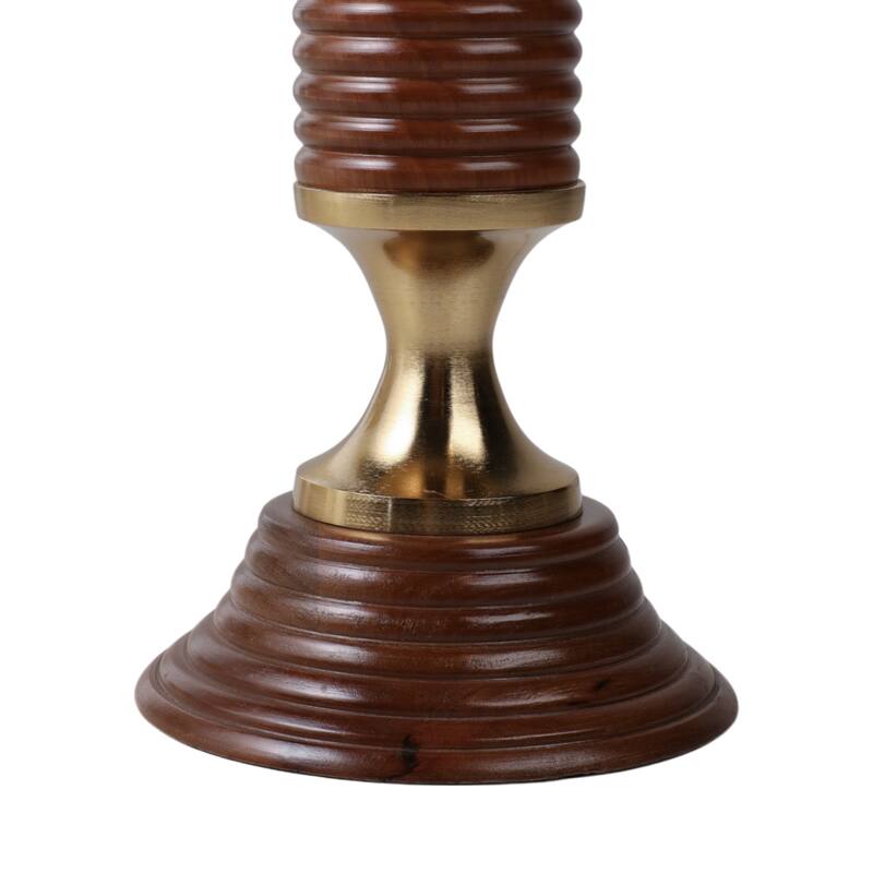 Glass Table Lamp Brass Shade Transitional Lighting - 51" Brown - 14" x 14" x 51"