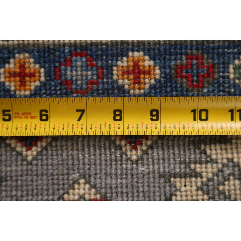 Geometric Kazak Oriental Hallway Runner Rug Hand-knotted Wool Carpet - 2'9" x 9'7"