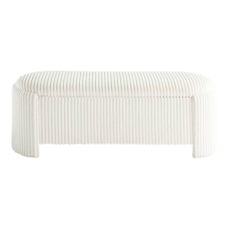 247 Shop At Home Modern Oval Chenille Storage Bench