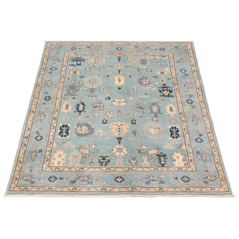 ECARPETGALLERY Hand-knotted Uzbek Ghazni Blue Wool Rug - 4'11 x 6'6