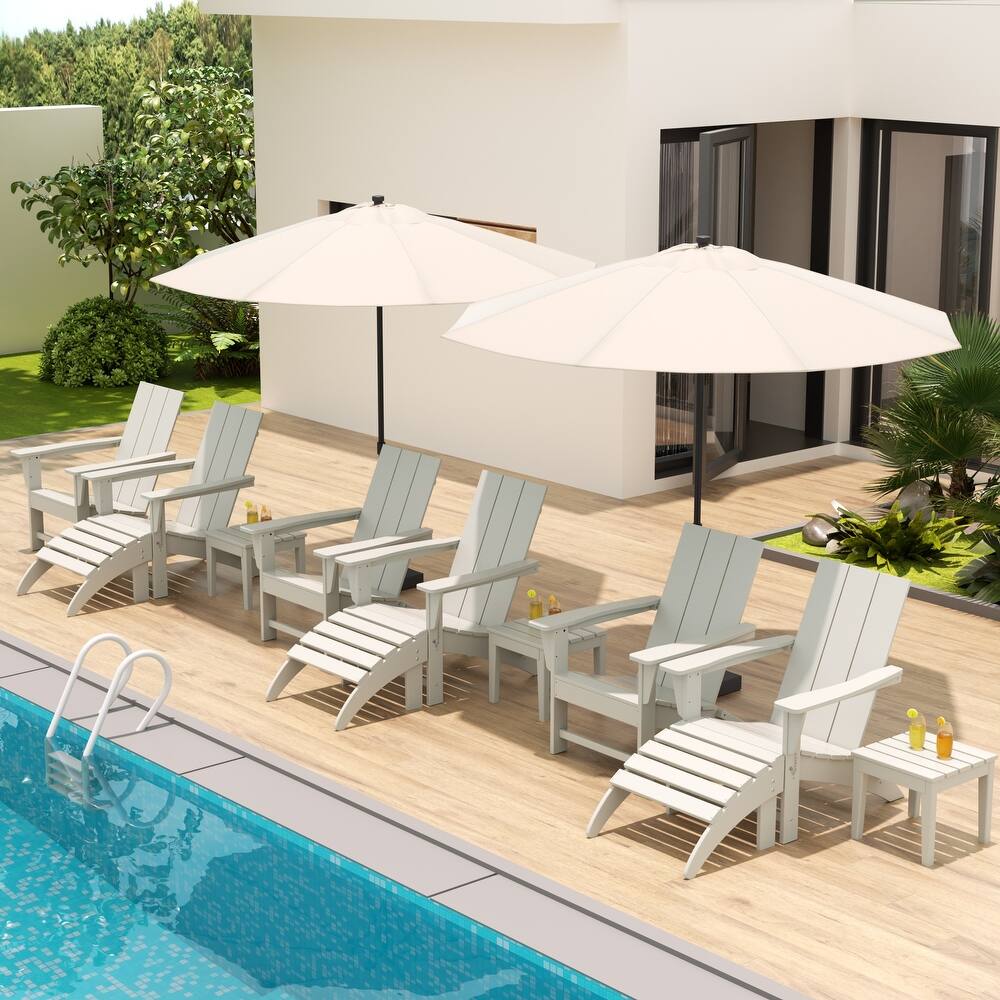 Shoreside Modern 12-Piece Folding Adirondack Chair With Ottoman And Side Table