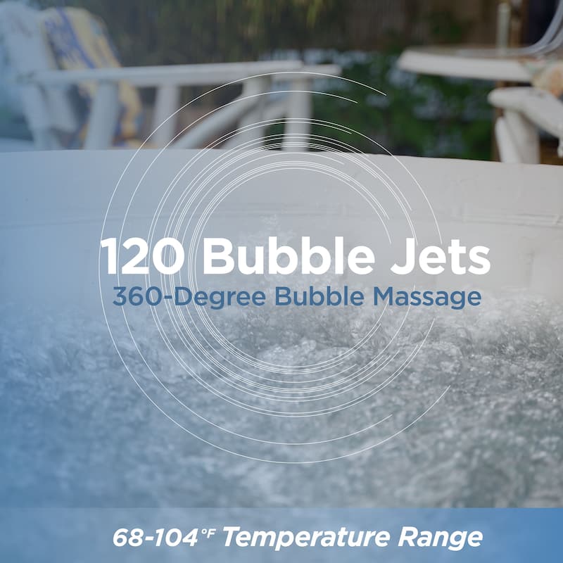 ALEKO Grey Square Inflatable 4 prs Hot Tub with Energy-saving Cover & Jets Mia Collection