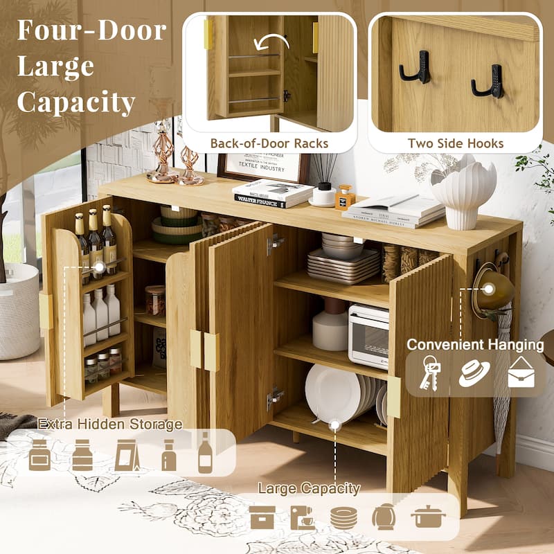 Modern 57.5" Stripe Door Storage Cabinet