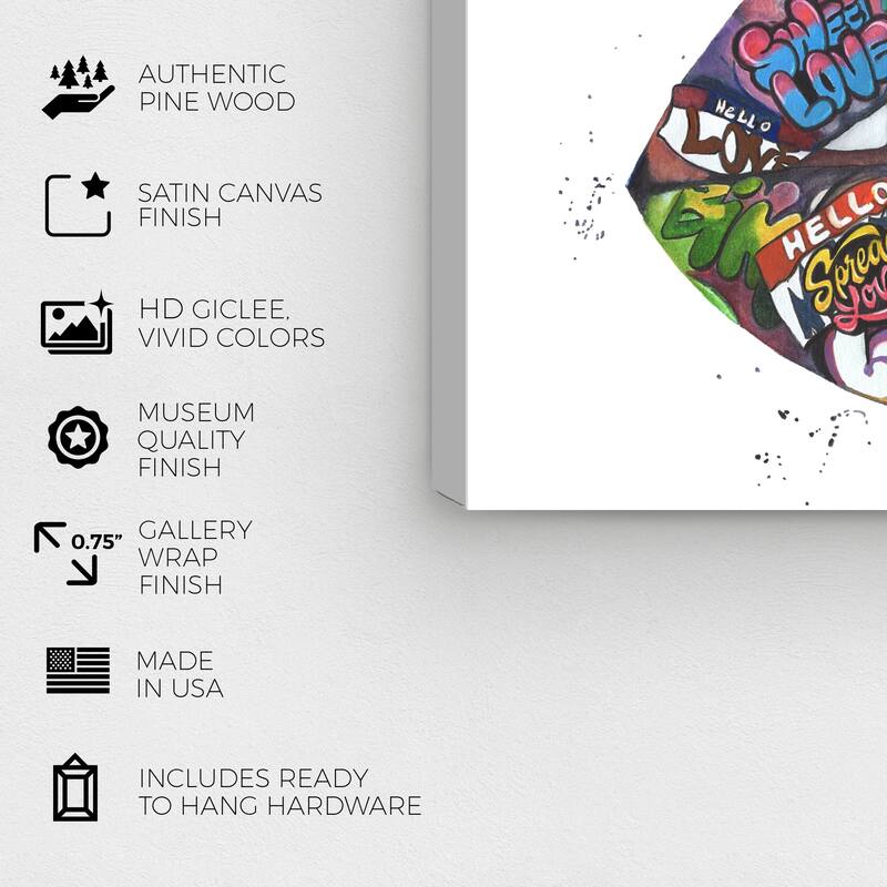 Wynwood Studio Canvas Fashion and Glam Comic Love Purple Modern & Contemporary Wall Art Canvas Print