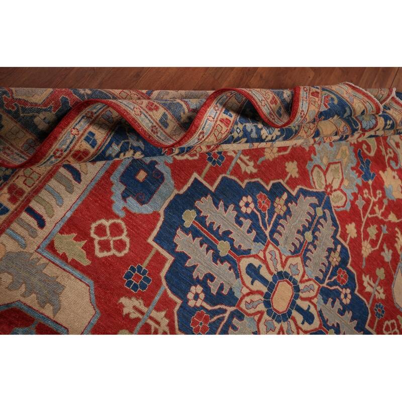 Heriz Serapi Vegetable Dye Area Rug Handmade Wool Carpet - 9'1" x 12'0"