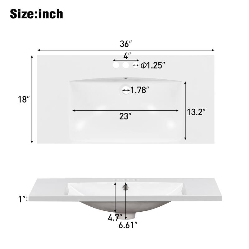 36" Solid Wood Frame Bathroom Cabinet